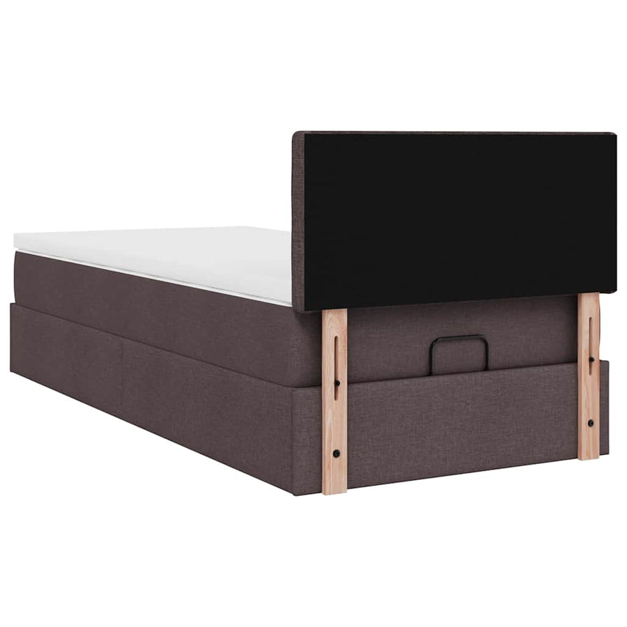 Ottoman bed met matras en LED's 100x200 cm stof donkerbruin