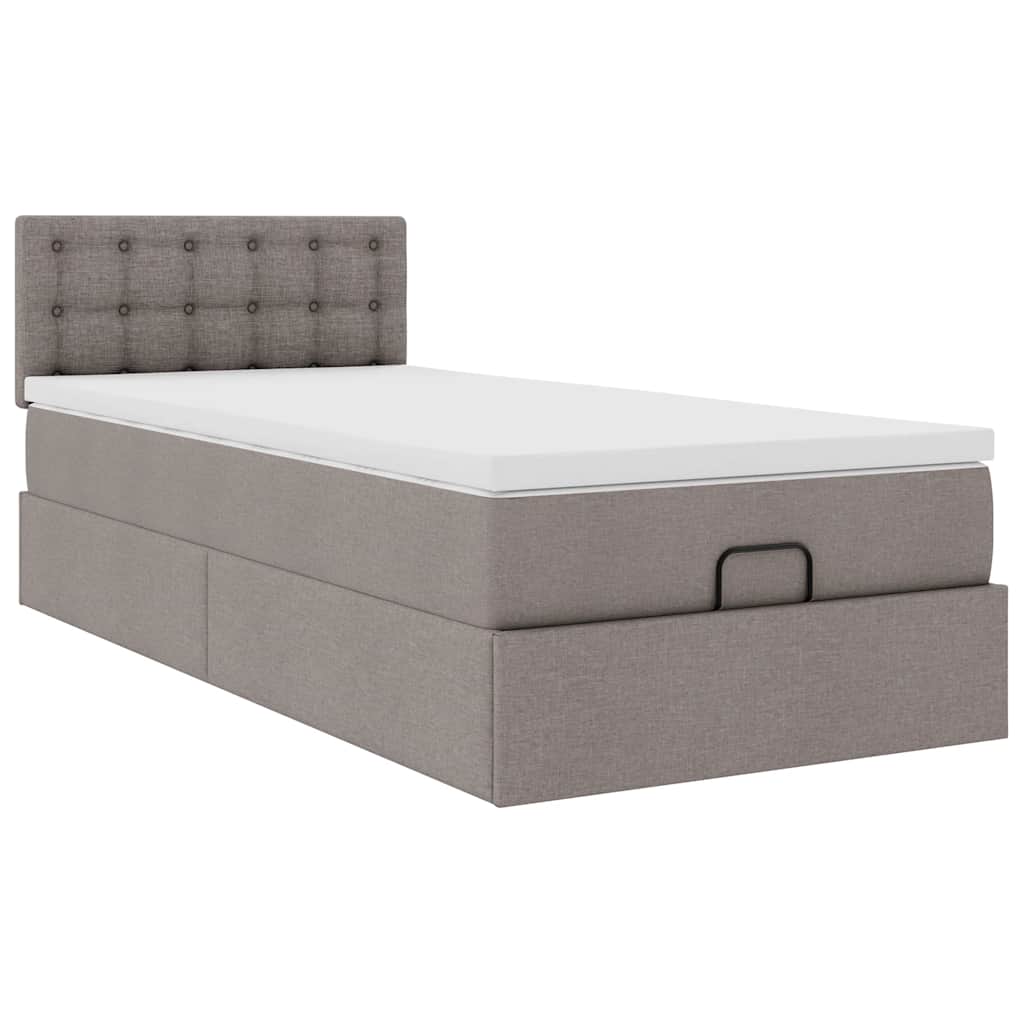Ottoman bed met matras en LED's 100x200 cm stof taupe