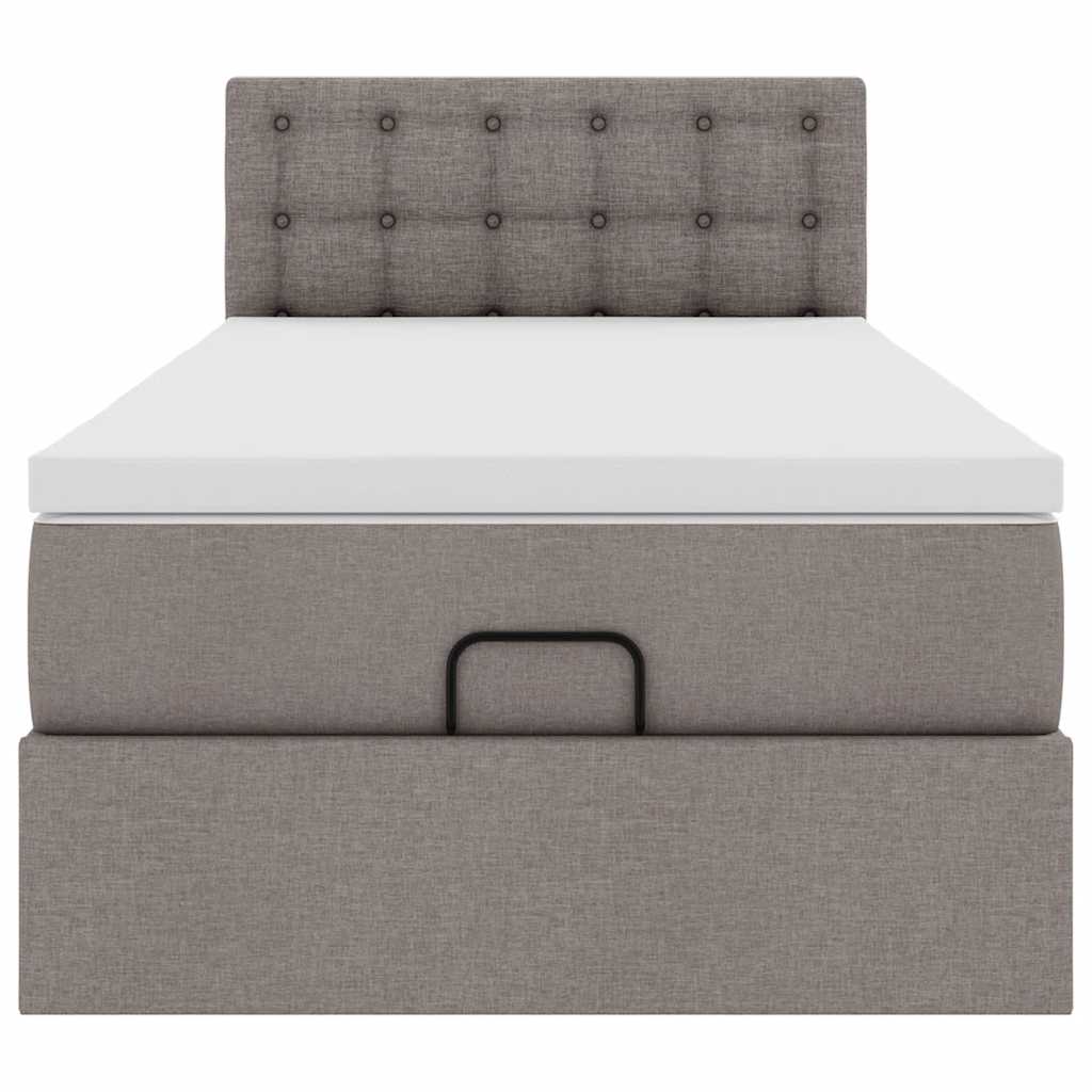 Ottoman bed met matras en LED's 100x200 cm stof taupe