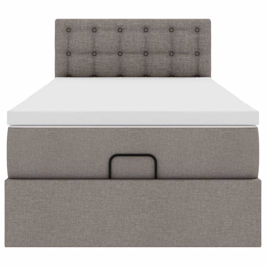 Ottoman bed met matras en LED's 100x200 cm stof taupe