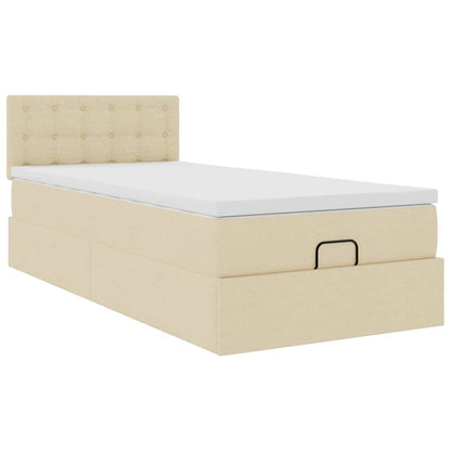 Ottoman bed met matras en LED's 100x200 cm stof crèmekleurig