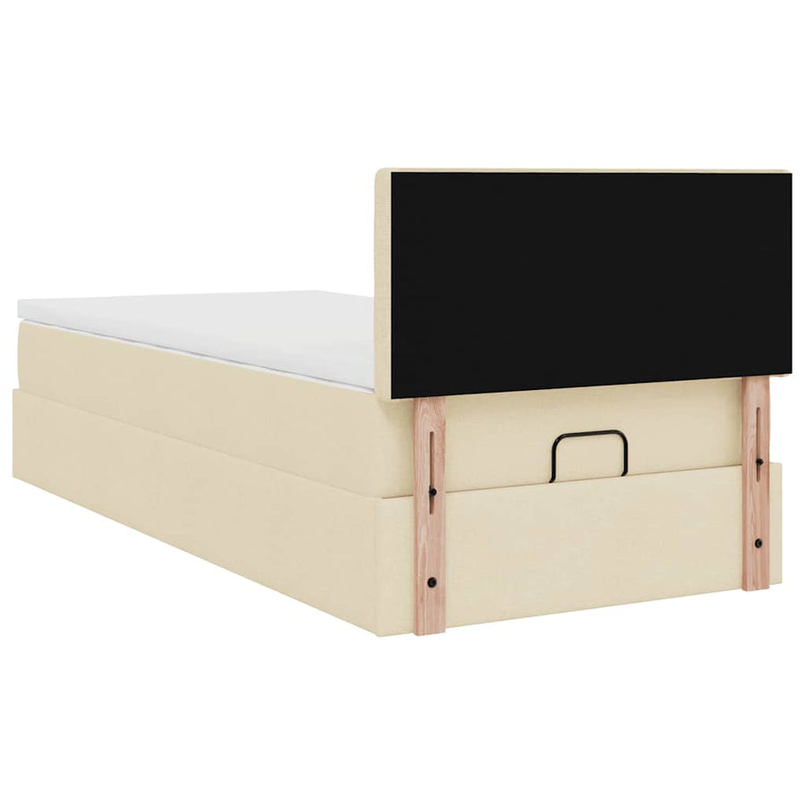Ottoman bed met matras en LED's 100x200 cm stof crèmekleurig