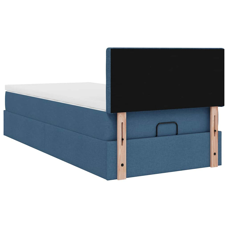 Ottoman bed met matras en LED's 100x200 cm stof blauw