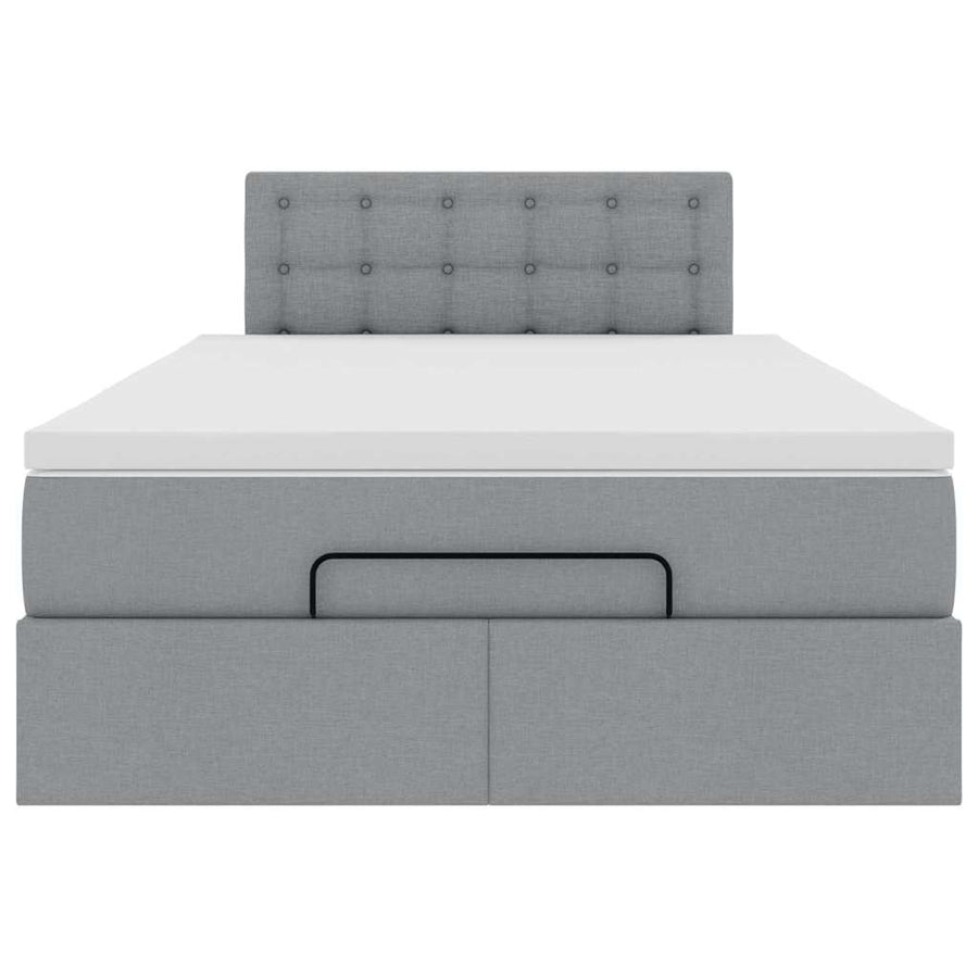 Ottoman bed met matras en LED's 120x190 cm stof lichtgrijs