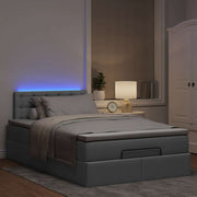 Ottoman bed 120x190 cm stof lichtgrijs met matras en LED