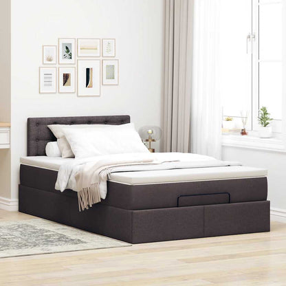 Ottoman bed met matras en LED's 120x190 cm stof donkerbruin