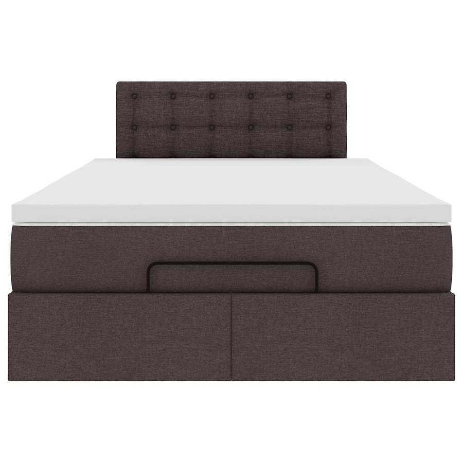 Ottoman bed met matras en LED's 120x190 cm stof donkerbruin
