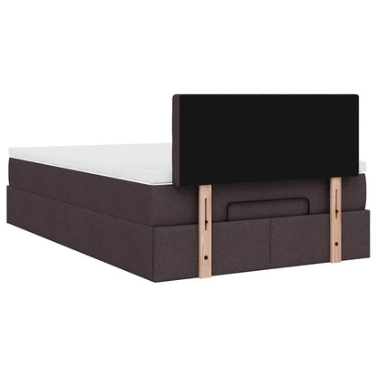 Ottoman bed met matras en LED's 120x190 cm stof donkerbruin