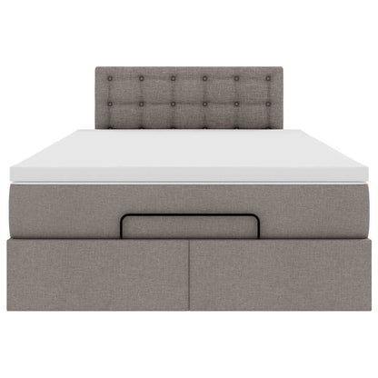 Ottoman bed met matras en LED's 120x190 cm stof taupe