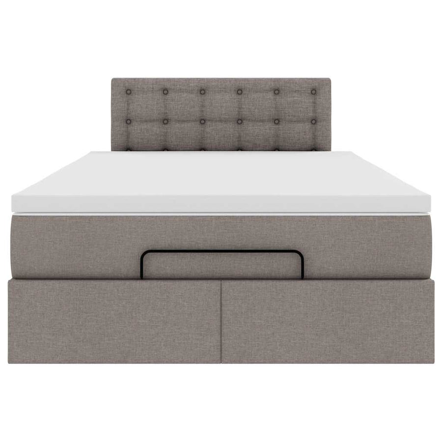 Ottoman bed met matras en LED's 120x190 cm stof taupe