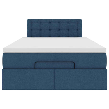 Ottoman bed met matras en LED's 120x190 cm stof blauw
