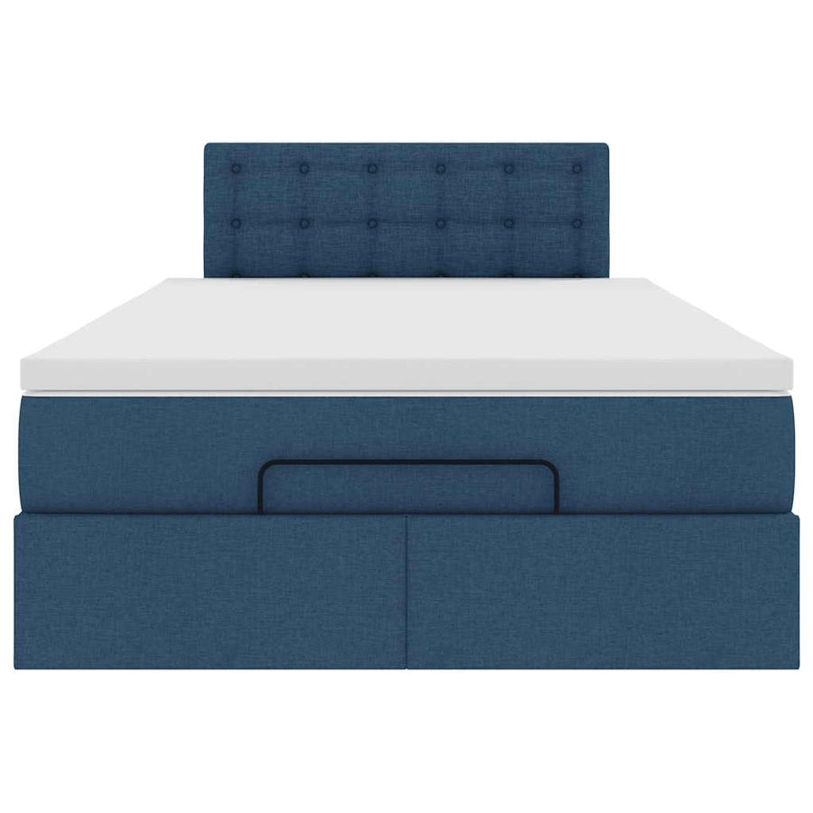 Ottoman bed met matras en LED's 120x190 cm stof blauw