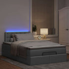 Ottoman bed with mattress and LEDs 120x200 cm fabric light grey