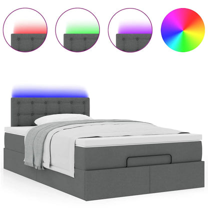 Ottoman bed met matras en LED's 120x200 cm stof donkergrijs