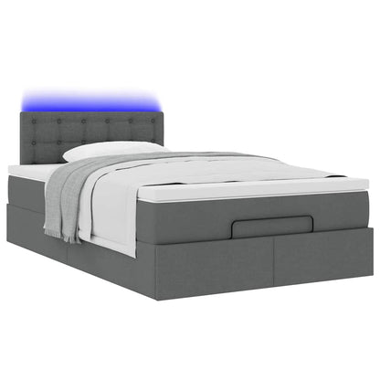 Ottoman bed met matras en LED's 120x200 cm stof donkergrijs