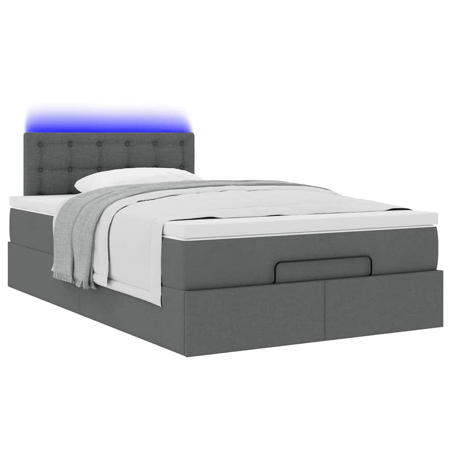 Ottoman bed met matras en LED's 120x200 cm stof donkergrijs