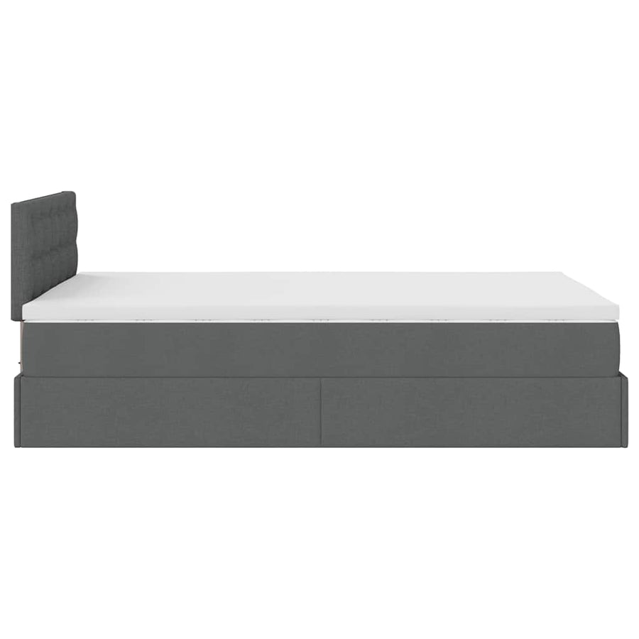 Ottoman bed met matras en LED's 120x200 cm stof donkergrijs