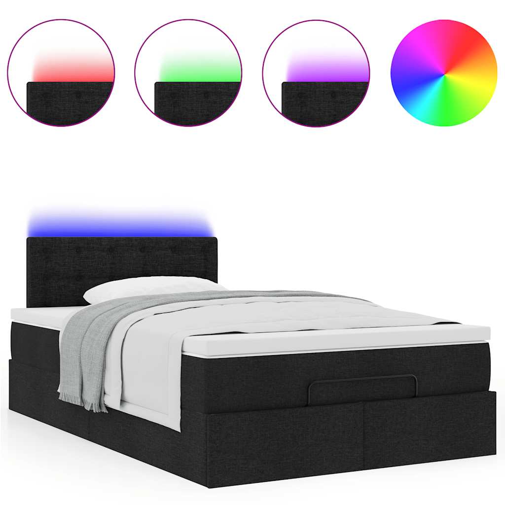 Ottoman bed met matras en LED's 120x200 cm stof zwart