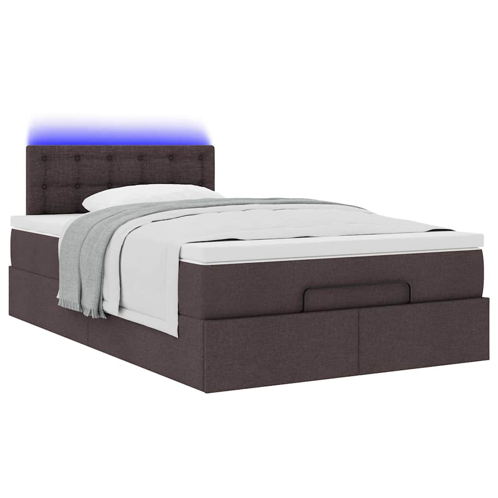 Ottoman bed met matras en LED's 120x200 cm stof donkerbruin