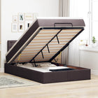 Ottoman bed 120x200 cm stof donkerbruin met matras en LED