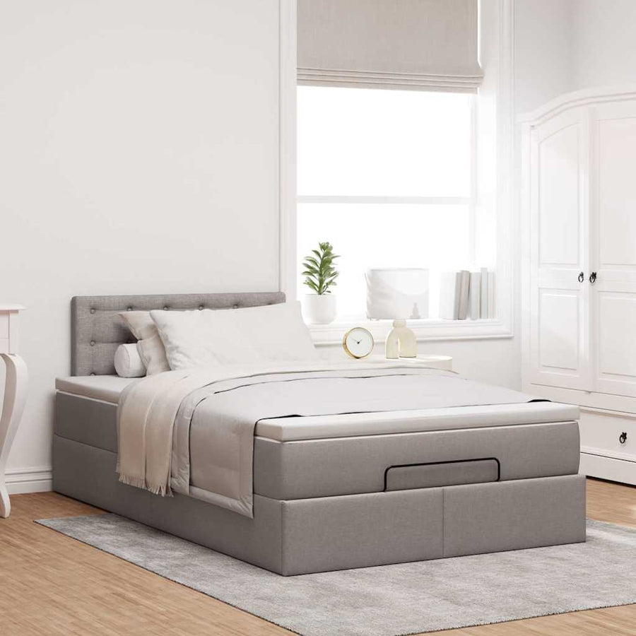 Ottoman bed met matras en LED's 120x200cm stof taupe