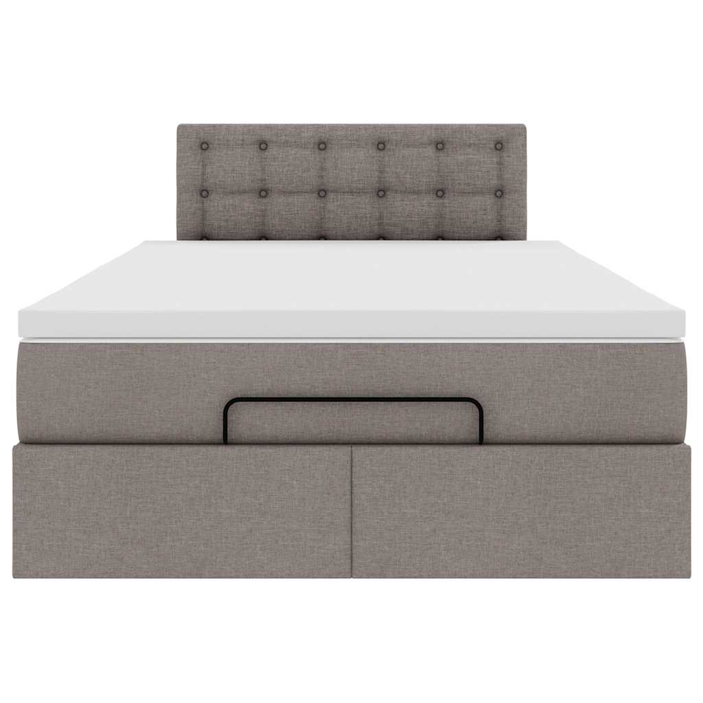 Ottoman bed met matras en LED's 120x200cm stof taupe
