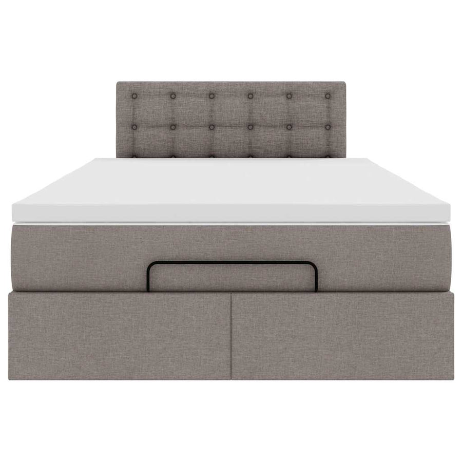Ottoman bed met matras en LED's 120x200cm stof taupe