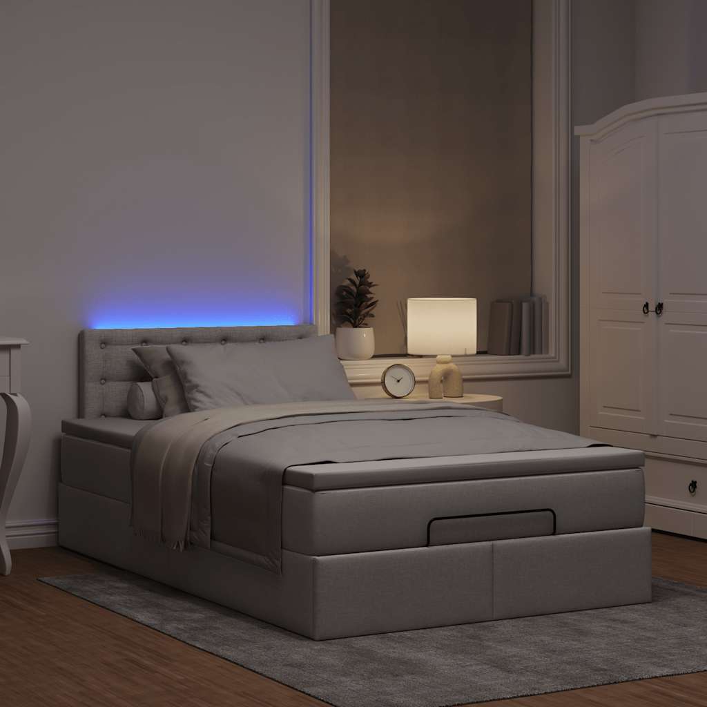 Ottoman bed met matras en LED's 120x200cm stof taupe