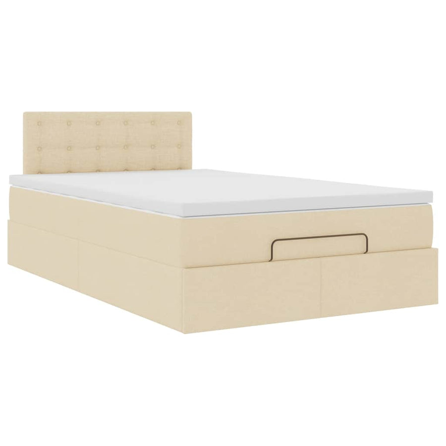 Ottoman bed met matras en LED's 120x200cm stof crèmekleurig