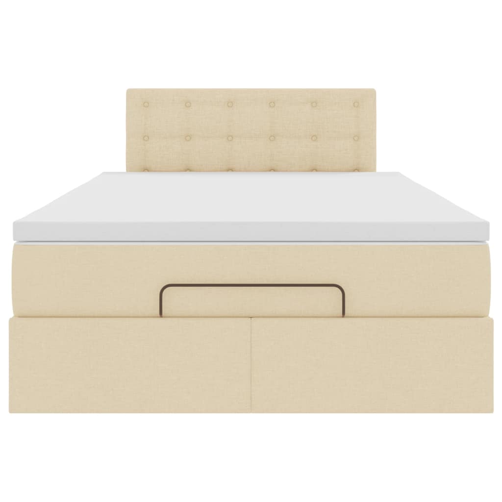 Ottoman bed met matras en LED's 120x200cm stof crèmekleurig