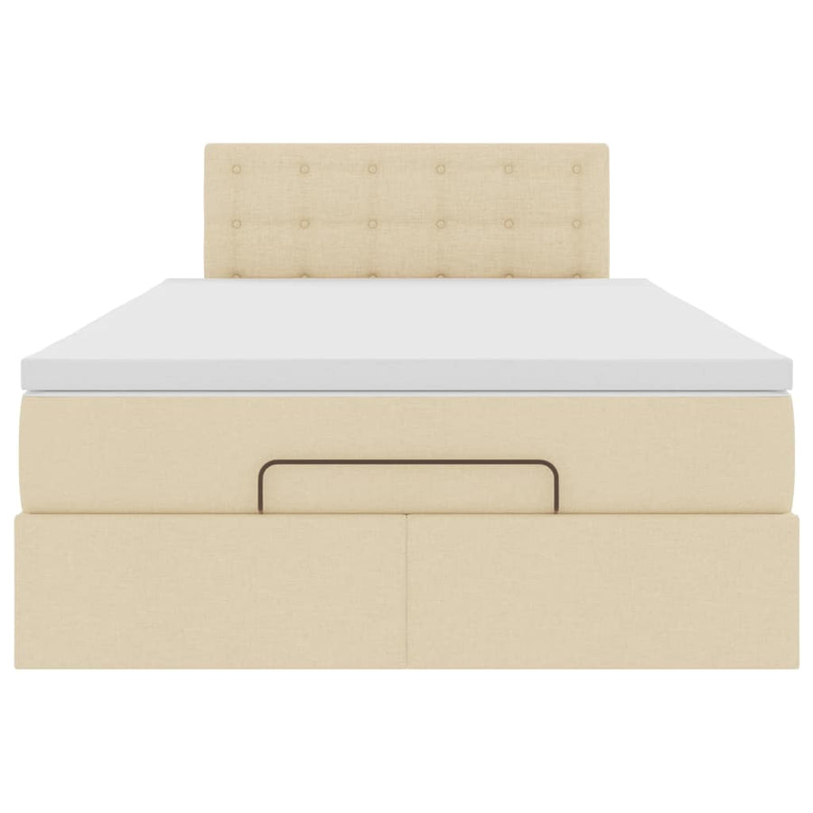 Ottoman bed met matras en LED's 120x200cm stof crèmekleurig
