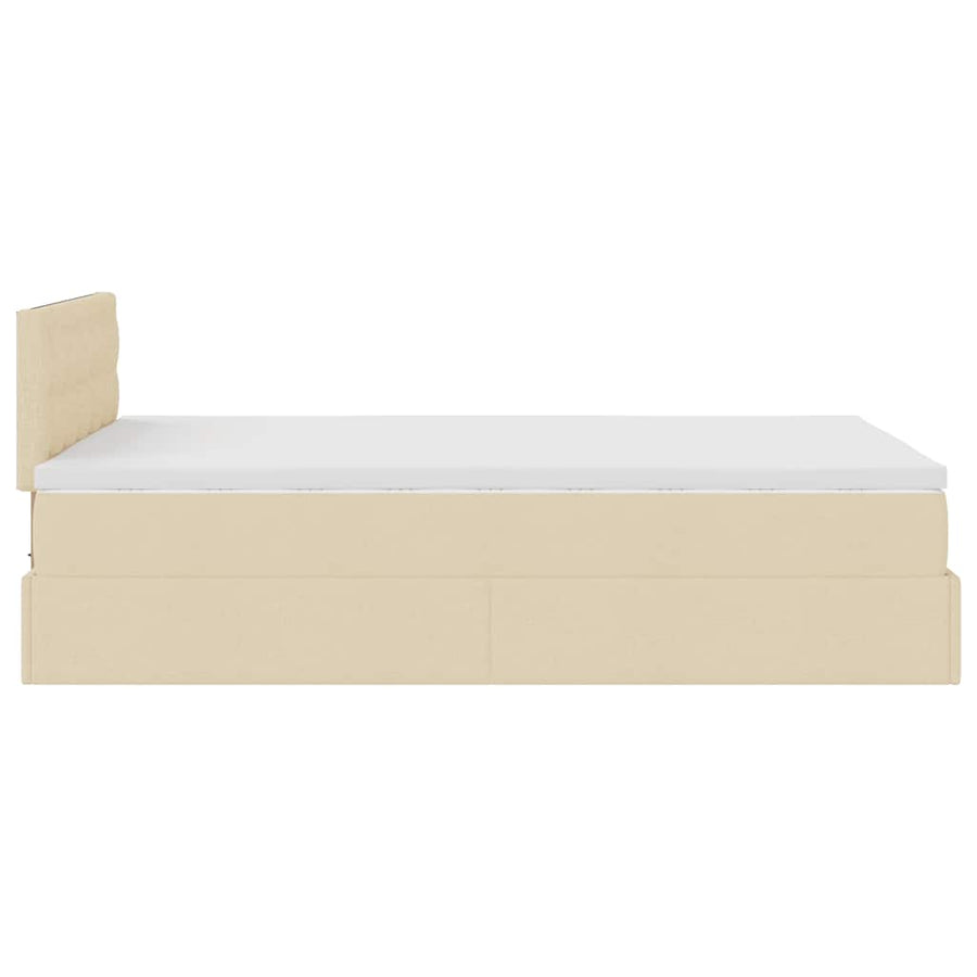 Ottoman bed met matras en LED's 120x200cm stof crèmekleurig
