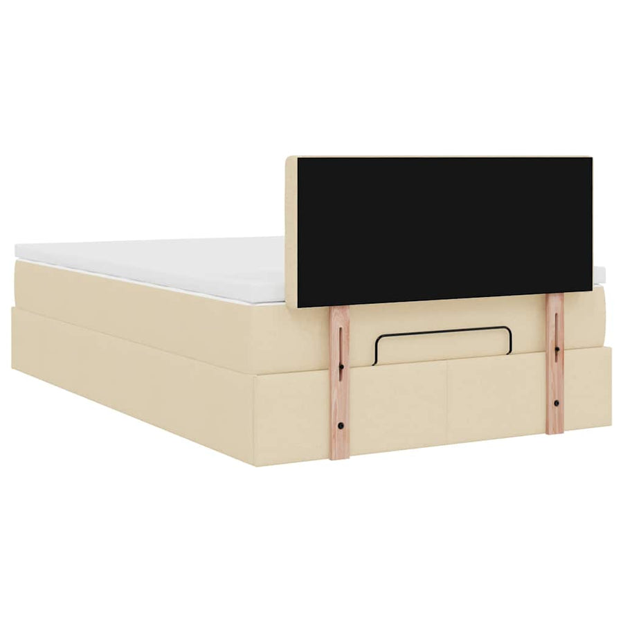 Ottoman bed met matras en LED's 120x200cm stof crèmekleurig