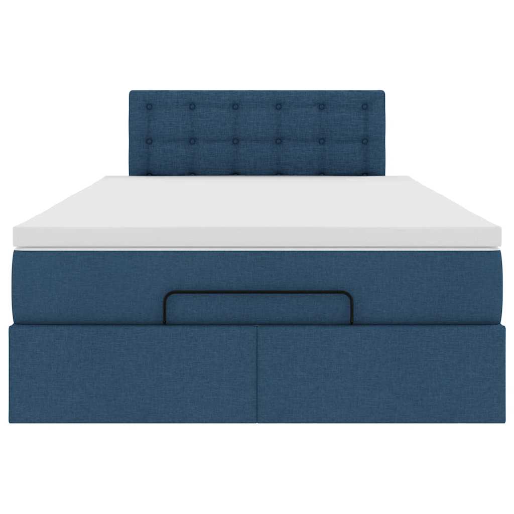 Ottoman bed met matras en LED's 120x200 cm stof blauw