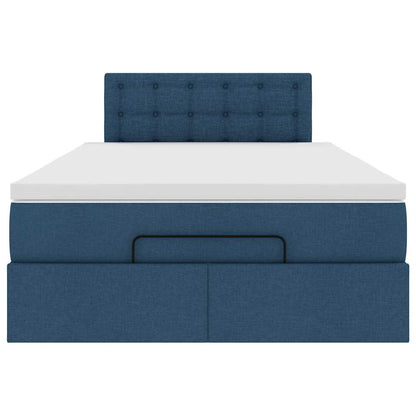 Ottoman bed met matras en LED's 120x200 cm stof blauw