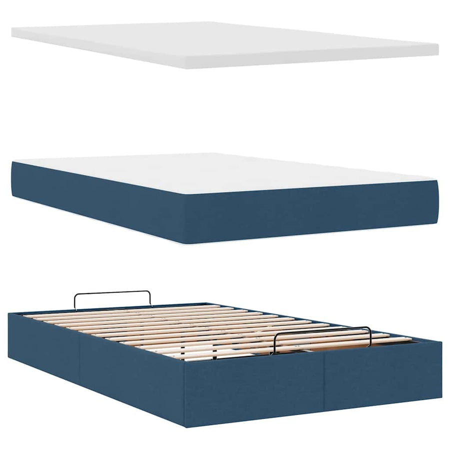 Ottoman bed met matras en LED's 120x200 cm stof blauw