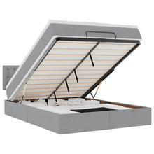 Bed poef met matras en LED's stof 140x190 cm lichtgrijs