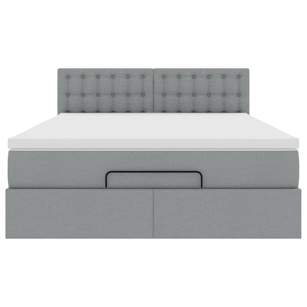 Bed poef met matras en LED's stof 140x190 cm lichtgrijs
