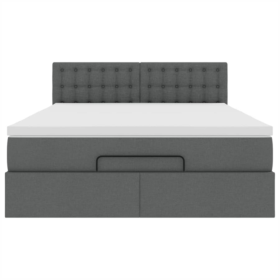 Bed poef met matras en LED's stof 140x190 cm donkergrijs