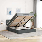 Ottoman bed with mattress and LEDs fabric 140x190 cm dark grey