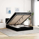 Bed pouf with mattress and LEDs fabric 140x190 cm black