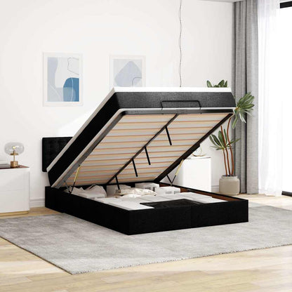 Bed poef met matras en LED's stof 140x190 cm zwart