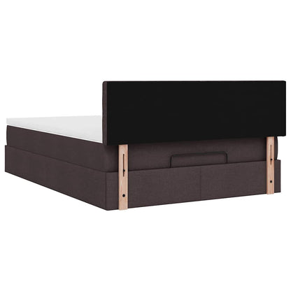 Bed poef met matras en LED's 140x190 cm stof donkerbruin