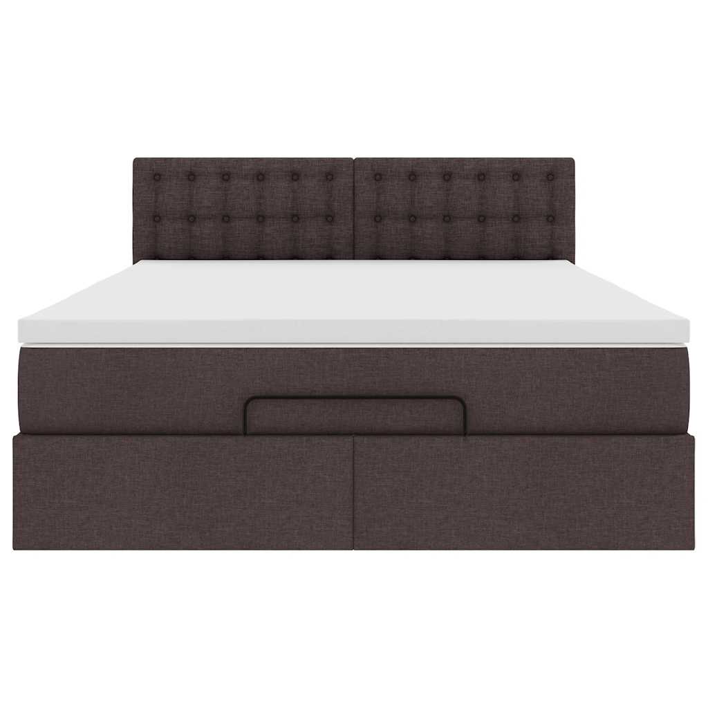 Bed poef met matras en LED's 140x190 cm stof donkerbruin