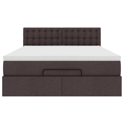 Bed poef met matras en LED's 140x190 cm stof donkerbruin