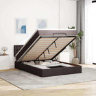 Ottoman bed with mattress and LEDs 140x190 cm fabric dark brown