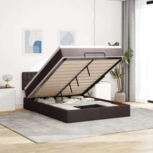 Bed poef met matras en LED's 140x190 cm stof donkerbruin