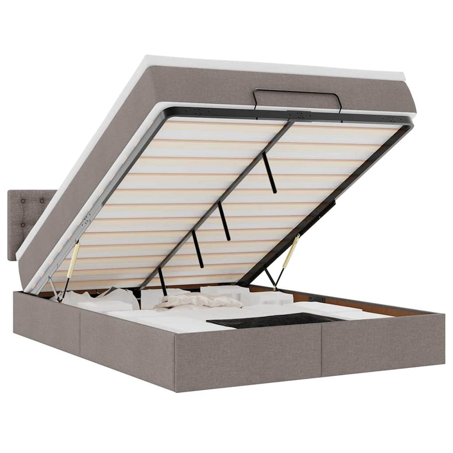 Bed Poef Met Matras En Led's Stof 140 x 190 cm Taupe