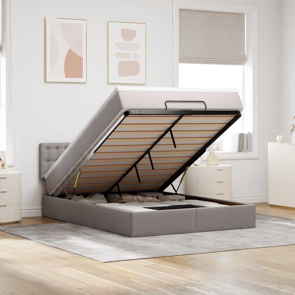 Bed Poef Met Matras En Led's Stof 140 x 190 cm Taupe