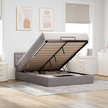 Bed Poef Met Matras En Led's Stof 140 x 190 cm Taupe